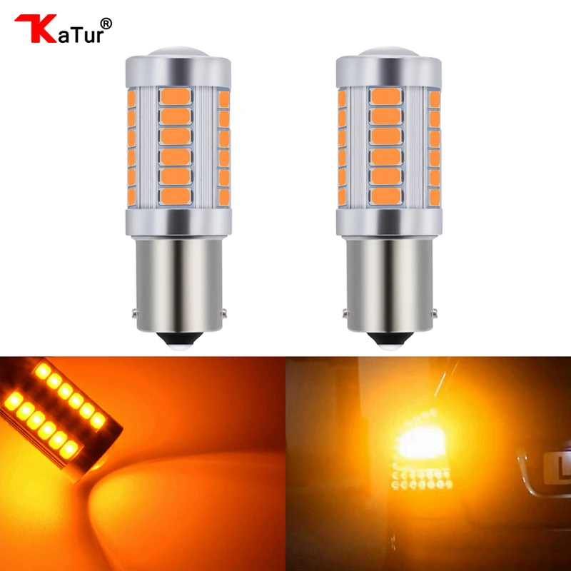 Katur 2x 1156 BAU15S PY21W 150 Degree 1056 1156PY Car LED Lamp Turn Signal Light DC 12V 33-SMD 33 SMD 5630 Orange / Amber