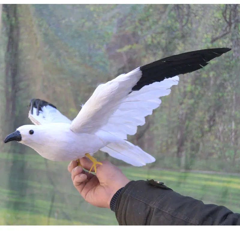 new simulation wings Seagull toy plastic&fur black wings bird gift about 60x32cm 1492