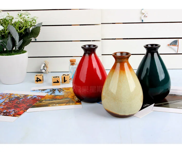 1PC Brief Modern Artificial Flower Ceramic Vase Floret Bottle Fashion Desktop Decorative Flowers Vases JL 059