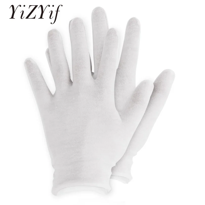 

12Pairs White Cotton Gloves Thin Elastic Soft Gloves for Dry Hand Moisturizing Cosmetic Eczema Hand Spa Coin Jewelry Inspection