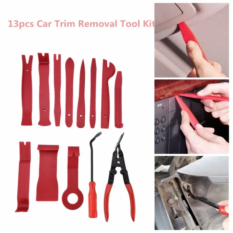 

13Pcs Universal Trim Removal Tool Car Door Panel Trim Dashboard Clips Pliers Fastener Removal Tools Kit