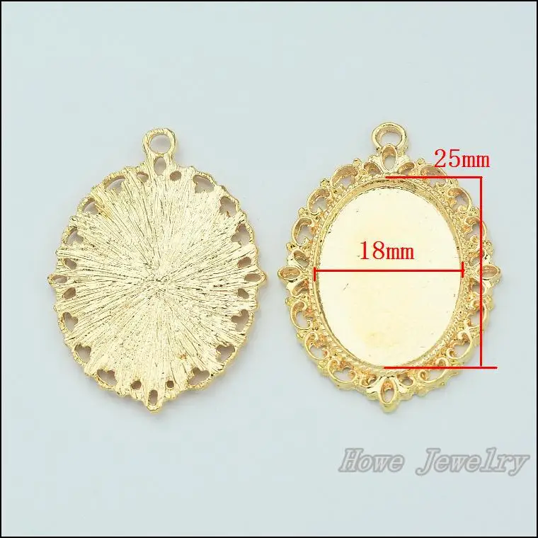 wholesale 25pcs fashion Champagne Gold plated oval frame Charm Pendant  fit European Necklace DIY Metal Jewelry Findings JC677