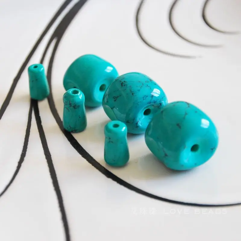 wholesale natual green blue turquoise three holes beads tibet ghuru guru loose beads jewelry making DIY for women