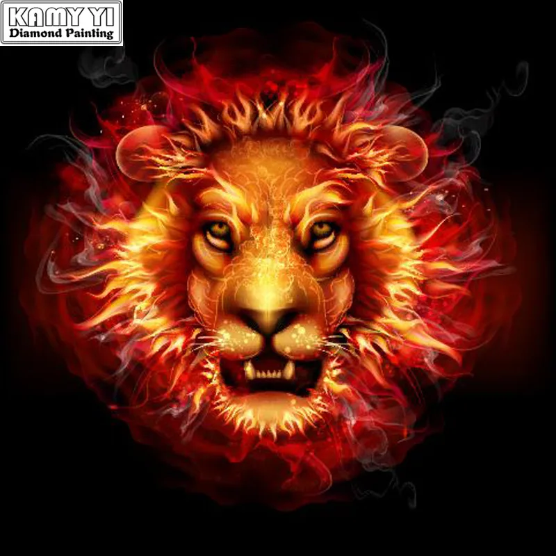 

100% Full Square&Round 5D Diy Daimond Painting Cross-stitch Fire Lion 3D Diamond Painting Rhinestones Paintings Embroidery Gifts