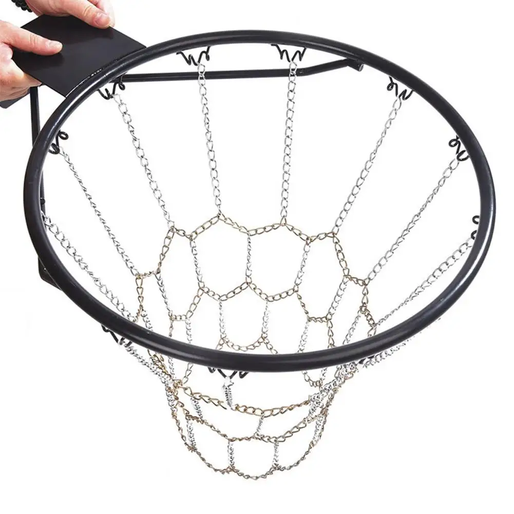 

Chain Basket Net Basketball Tennis Bag Sports Heavy Duty Galvanized Steel Chain Basketball Goal Net Durable Standard Hoop