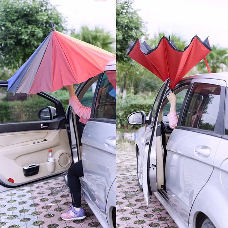 Paraguas Guarda Chuva Invertido Inverted Reverse Car Stand Windproof Rain Upside Down Umbrella Woman C Handle