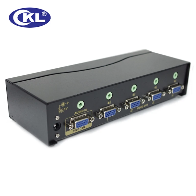 CKL-104S 4 Port VGA Splitter with Audio Metal Case Supports 450Mhz 2048*1536