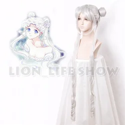 Peluca de princesa de serenidad plateada, cristal de Luna, Reina serenidad, Tsuking, Usagi, Super Moon, gris, Cosplay