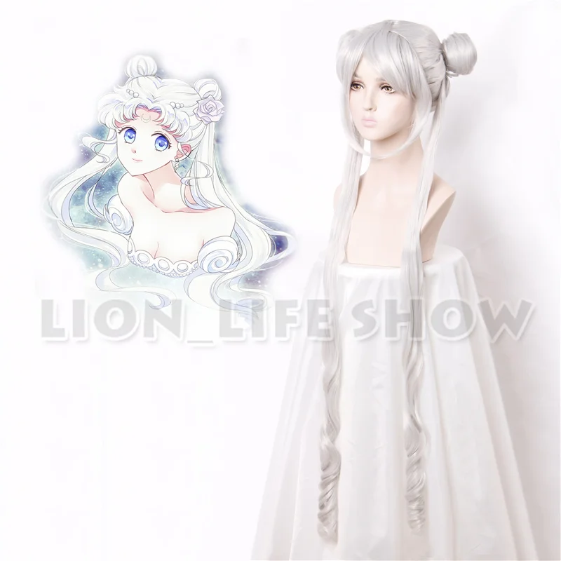Srebrny Serenity księżniczka peruki księżyc kryształ nowa królowa Serenity Tsuking Usagi Super księżyc szary peruka do Cosplay
