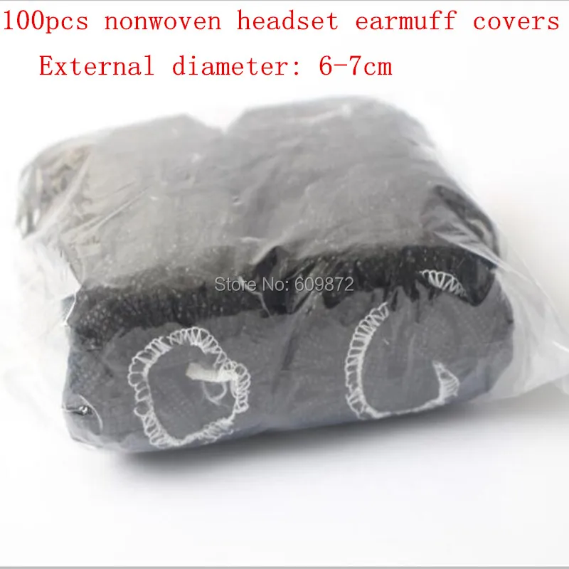 100pcs(50pair) Black Nonwoven Sanitary Headphone Covers 6cm Disposable Nonwoven Headphone Earpiece Covers