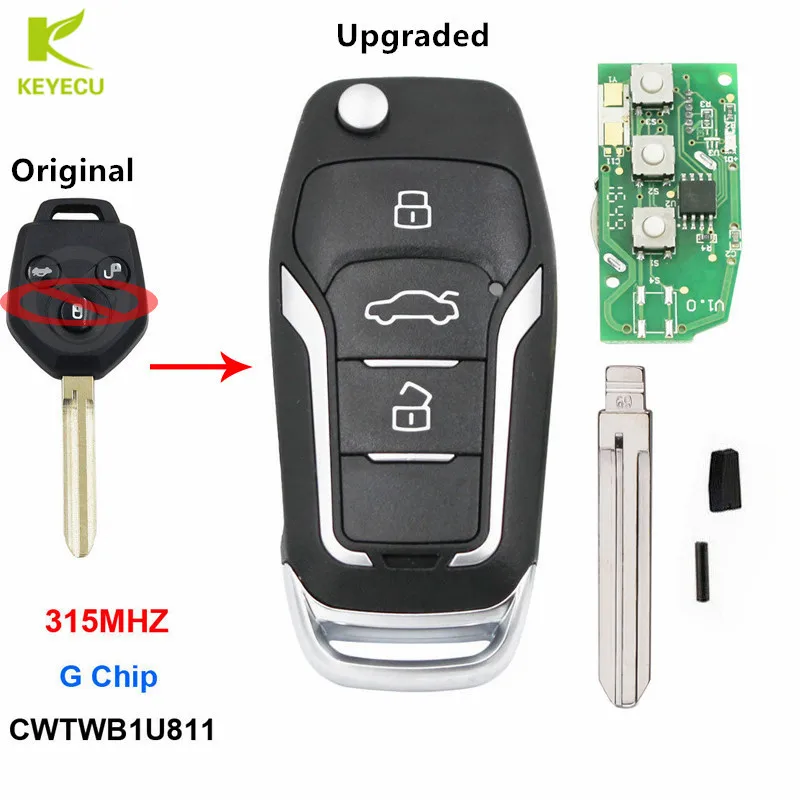 

KEYECU Upgraded Flip Remote Key 315MHz G Chip for Subaru USA 2012-2015 LEGACY OUTBACK XV FORESTER FCC ID: CWTWB1U811