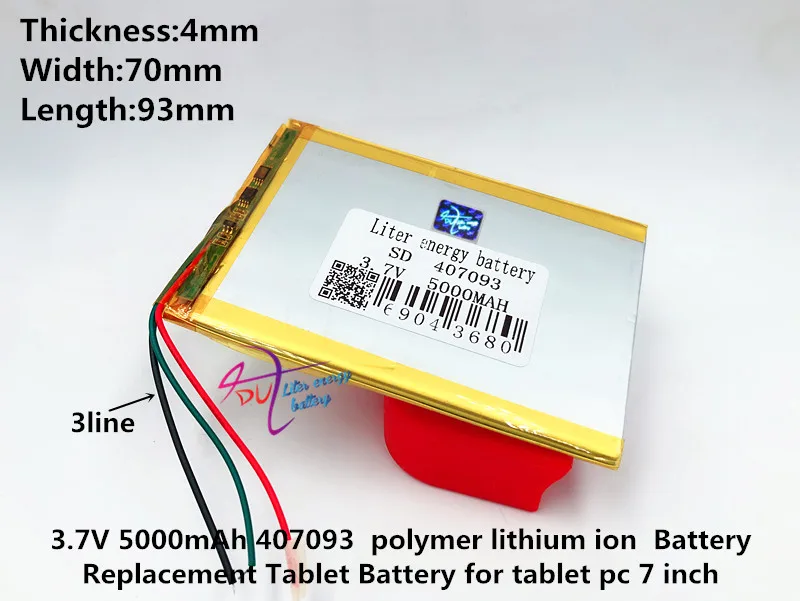 4*70*93mm 3.7V 5000mah Tablet update Battery For 7