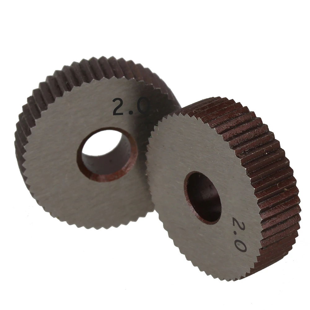 2Pcs 2.0mm Wheel knurl HSS Gear Hob Straight grain wheel Knife Knurled Lathe Embossing Wheel Machine Tools Accessories