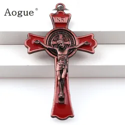 Colorful Enamel  Jesus Crucifix Double Draw Crosses Charms INRI Saint Benedict Crucifix Pendants For  Pendants Necklace