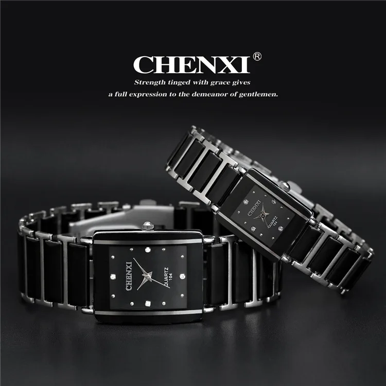 newest hot sales fashion high quality brand chenxi women men couples Leisure watch waterproof Square ceramics wristwatch CX-104