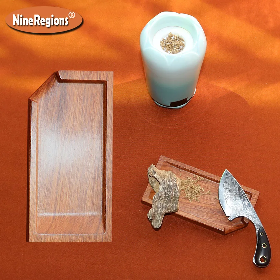 

Wood cutting tray Rectangle Ebony African rosewood for Oud chips Agilawood block aloeswood incenso burner tools small wood plate