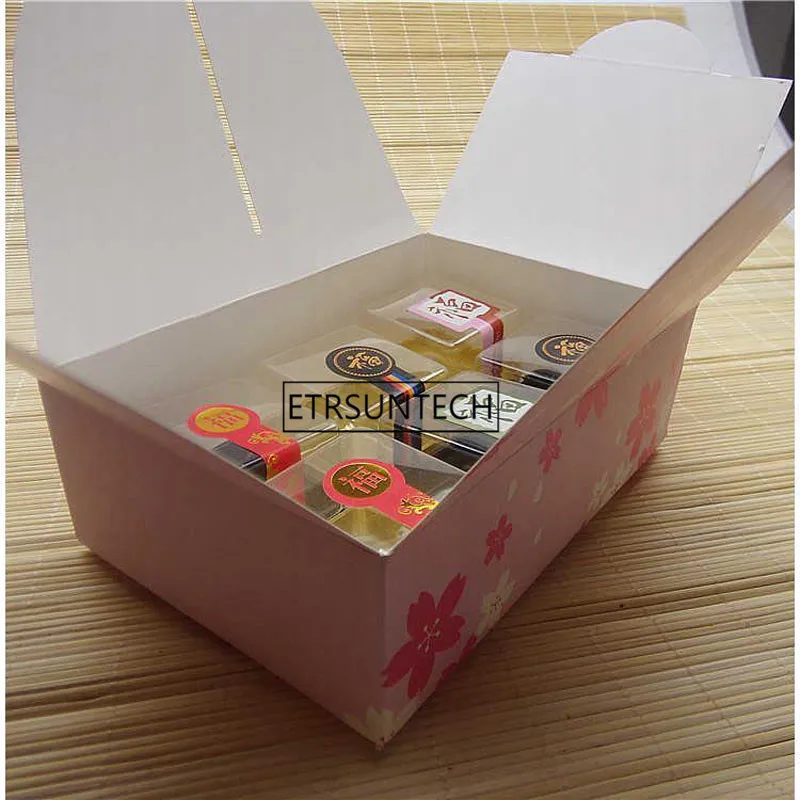 portable pink sakura cherry blossoms decoration cake box chocolate dessert biscuit boxes cookie package