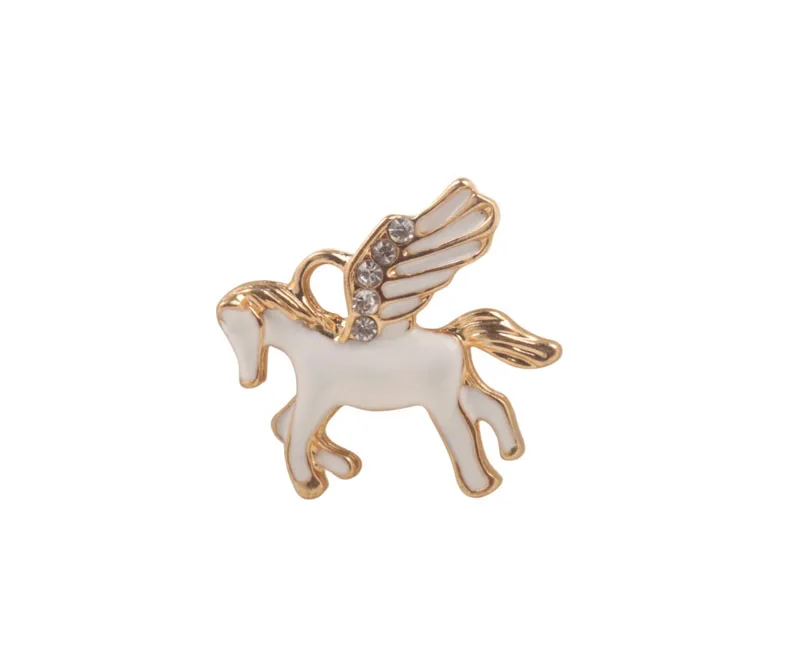 10PCS Fashion Enamel Rhinestone Pegasus Charms