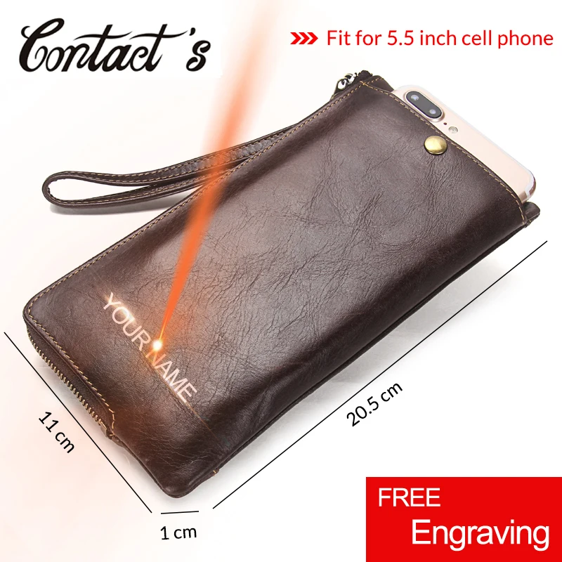 2022 Men Wallet Clutch Genuine Leather Brand Rfid  Wallet Male Organizer Cell Phone Clutch Bag Long Coin Purse Free Engrave