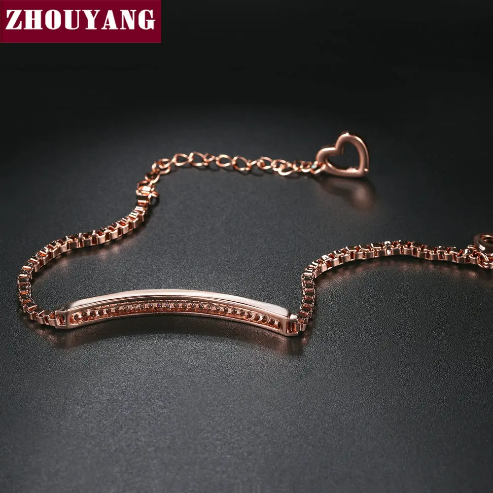 ZHOUYANG Bracelet For Women Cooper Micro Pave Cubic Zirconia Box Chain Rose Gold Color Fashion Jewelry Christmas Gift ZYH172