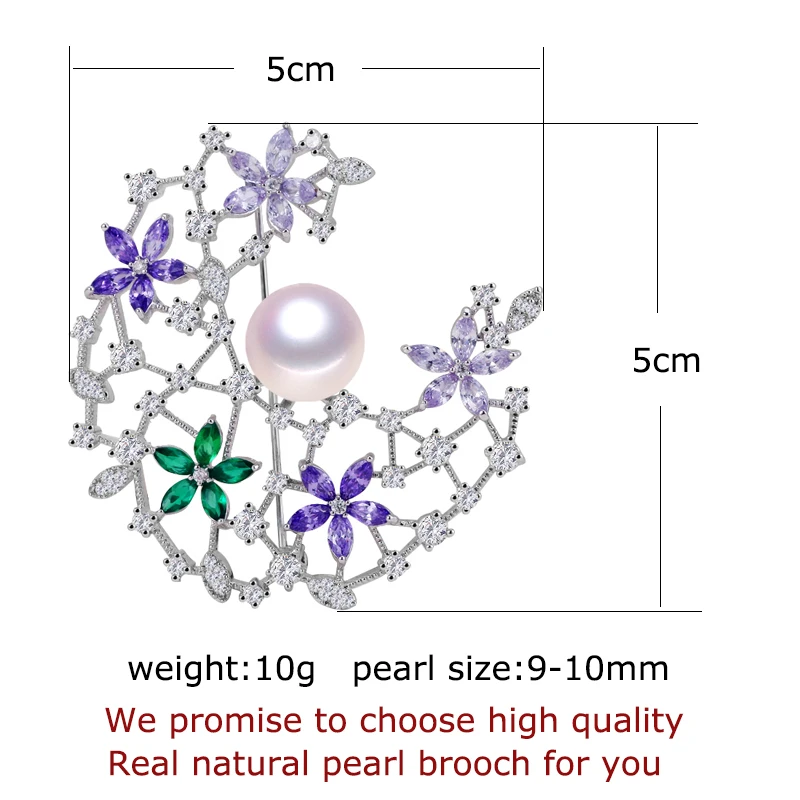 Zhboruini 2024 Nieuwe Fijne Sieraden Natuurlijke Zoetwaterparel Broche Creatieve Verse Maan Broche Spelden Parel Sieraden Vrouwen Dropshipping