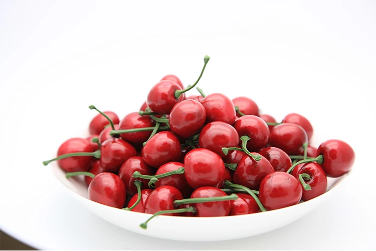 Cerezas falsas de juguete para frutas y verduras, accesorios de enseñanza, decoración de comedor, productos terminados, comida de plástico