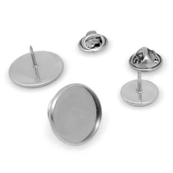 10pcs Fit12/14/16/18/20/25mm Stainless Steel Material Brooch Style Cabochon Base Blank Cufflink Spacer Settings Tie Tack Pins