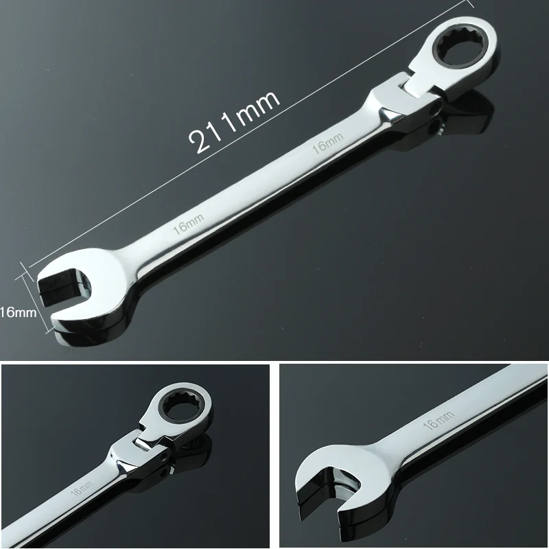 

HOEN 1pcs 16mm Allen Key Keys Ratchet Spanners Flexible Head Ratchet Wrench Sockets Adjustable Torque Lens Spanner