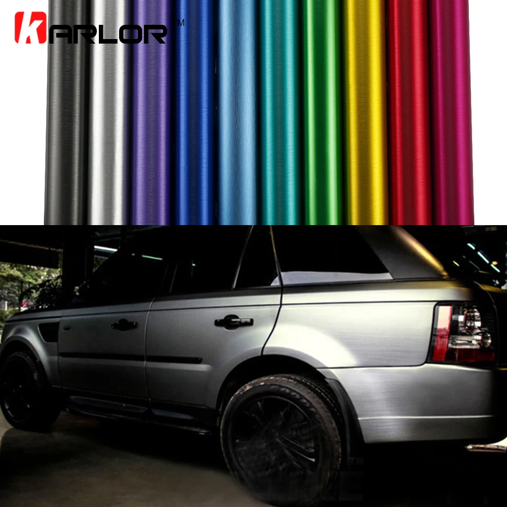 

Matte Chrome Brushed Metallic Vinyl Film Automobiles Car Body Wrapping Foil Air Bubble Free Car Stickers and Decals Car styling