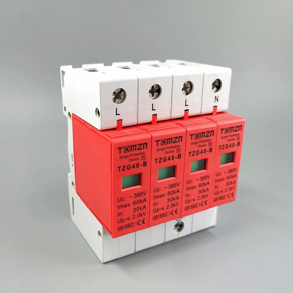 AC SPD 3P+N 30KA~60KA B ~385V House Surge Protector Protective Low-voltage Arrester Device