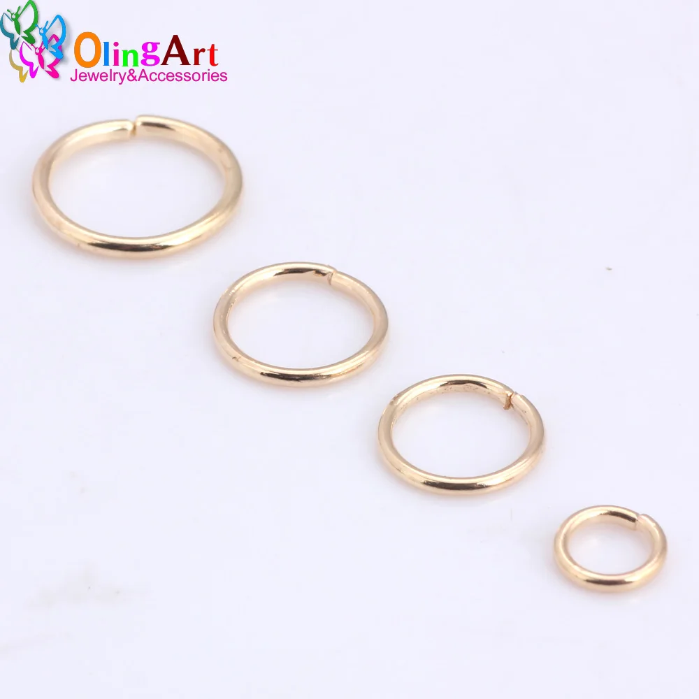 OlingArt KC anello di salto in oro 6mm/9mm/10mm/12mm anello di collegamento formato misto gioielli fai da te fare connettore diametro filo 1.0MM