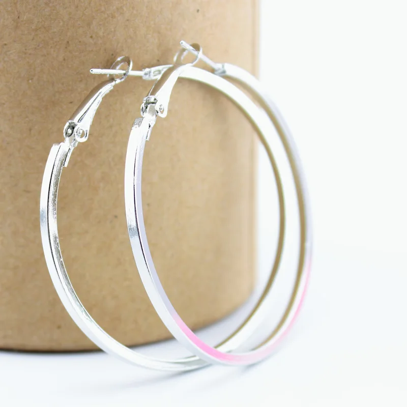 Fashion Gold/ Silver Plated 40 50 60mm Simple Big Circle Hoop Earring for Women Jewelry