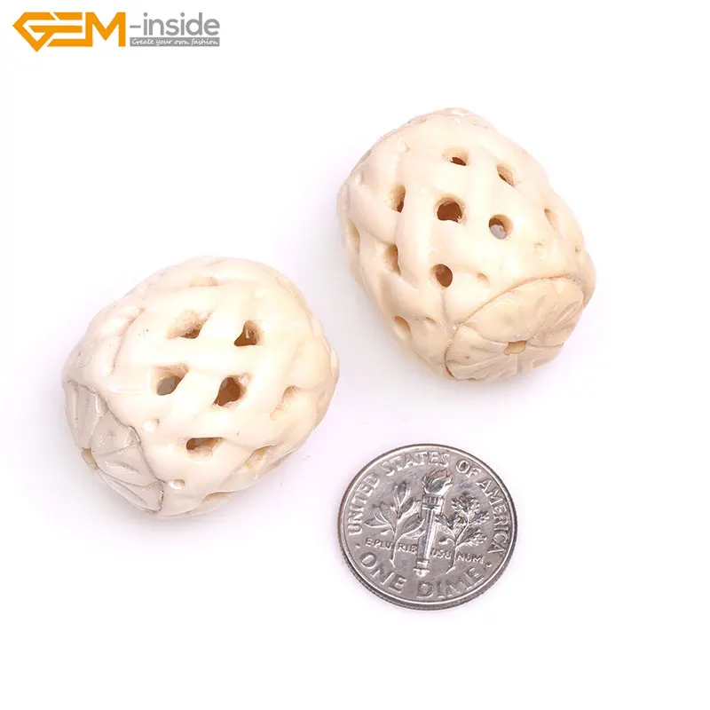 

Handmade Oval Hollow Carved Lantern Shape White Tan Natural OX Bone Beads For Jewelry Making Bracelet Necklace DIY Bulk Gem-insi