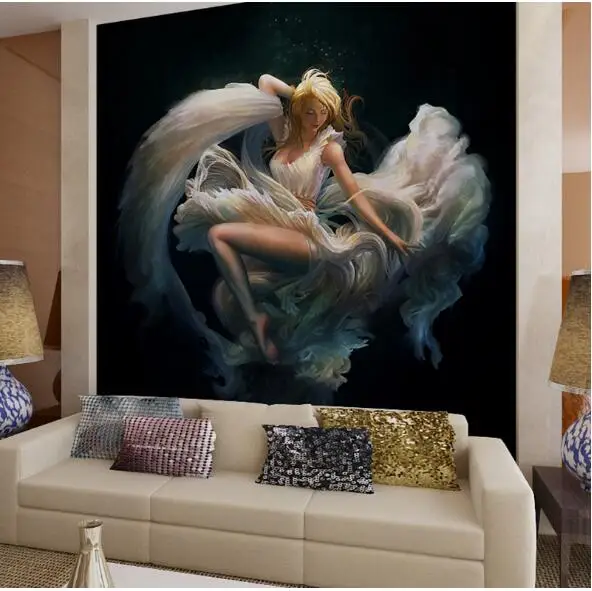 

Girl Peopel Photo Mural 3D Wallpapers for Living Room Bedroom Oil Painting Non Woven Wall Art Decor 3d wallpapers wall