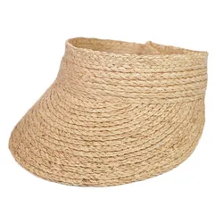 Visera enrollable de rafia para mujer, sombrero de paja con protección uv, estilo coreano, sencillo, 2019