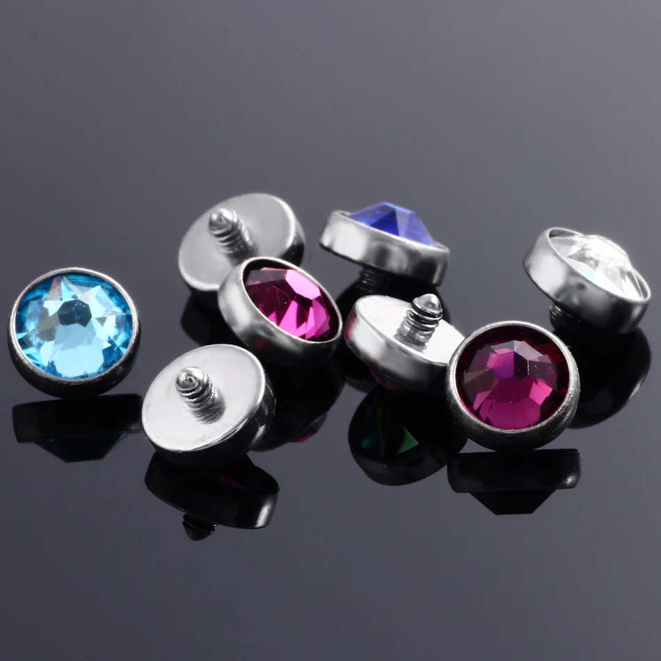 1PC G23 Titanium Microdermal Piercing 16G Crystal Dermal Anchor Top Medusa Piercings Surface Tragus Piercing Skin Diver Piercing