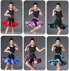 New Girl short Sleeves Standard Latin Dance Dress Children Ballroom Dance Dresses Kids Salsa Rumba Cha Cha Samba Tango Dress