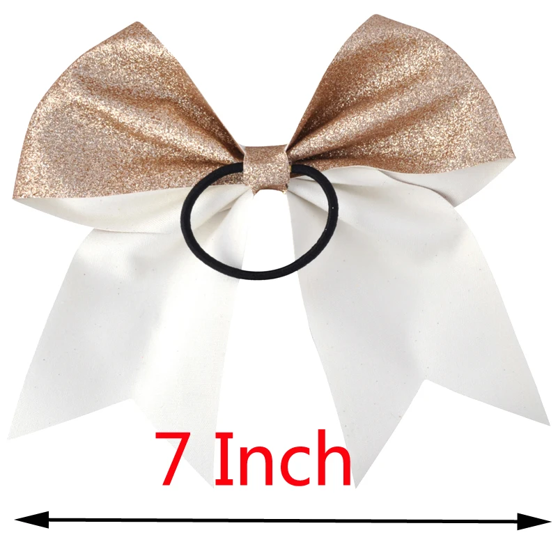 24Color 7Inch Girls Large Bling Cheerleading Hair Bow Glitter Elastic Hair Bands Ponytail Women Hair Bows Kids Hair Accessories