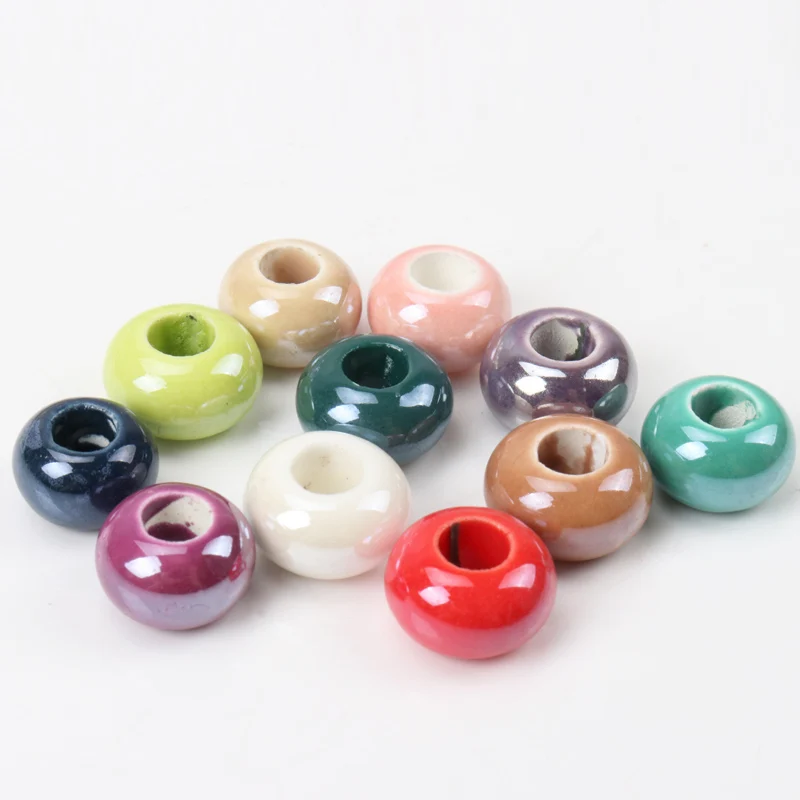 Mix Colorful Porcelain Material Ceramic Round Beads Spacer Beads For Decoration Jewelry Handmade Accessories 15x9mm 10pcs