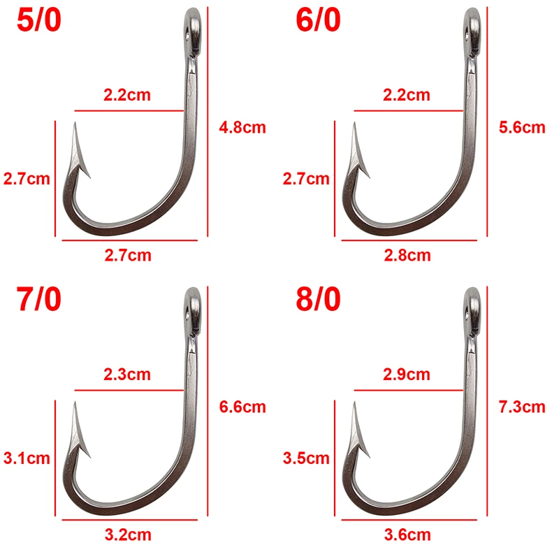 10pcs 7731 Stainless Steel Fishing Hooks Big Thick Tuna Bait Fishing Hook Size 5/0 6/0 7/0 8/0 9/0 10/0 11/0 12/0 13/0 14/0 16/0