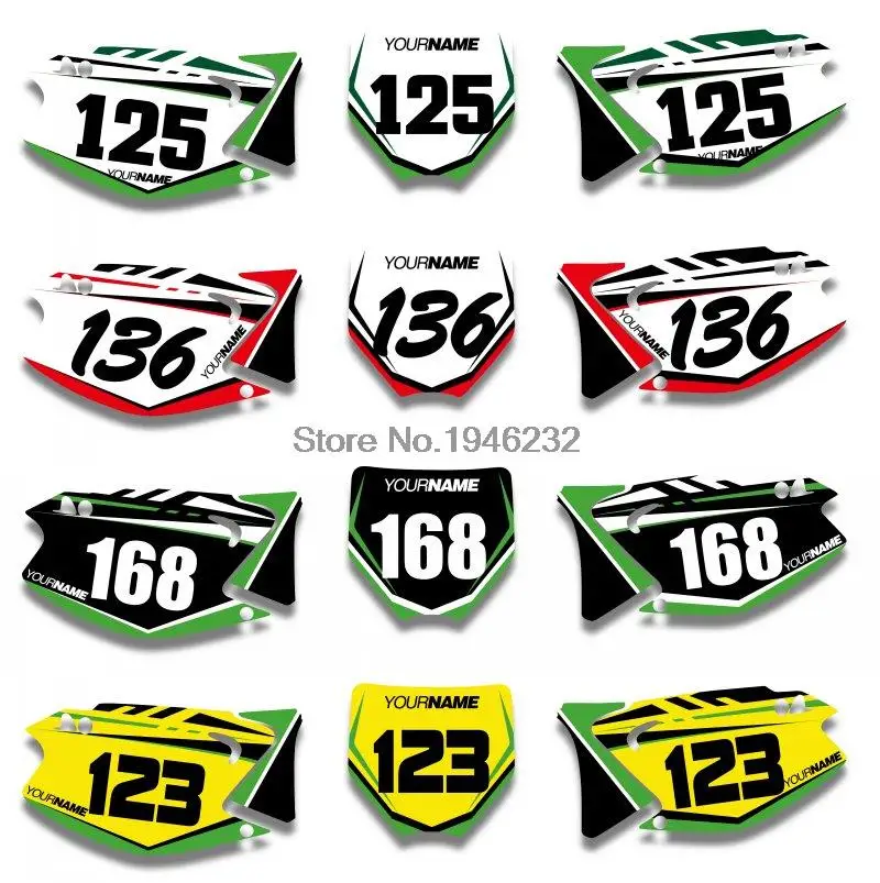 

NICECNC Custom Number Plate Sticker Decal & Background Graphics For Kawasaki KX125 KX250 2003 - 2013 2005 2007 2009 KX 125 250