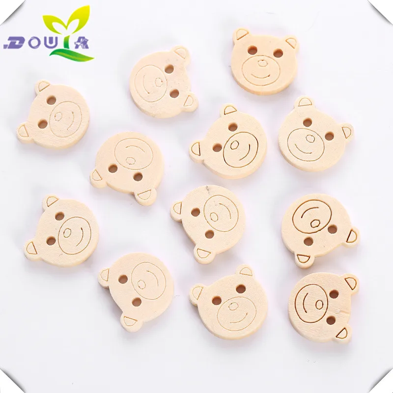 Cartoon cat bow wood button bones Bunny kindergarten DIY manual stickers decorative 24pcs