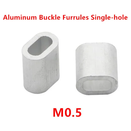 1000pcs 0.5mm Aluminum Buckle Furrules Crimping Sleeve Oval Clip Singlle-hole ellipse Wire Rope Clamp Rigging Hardware