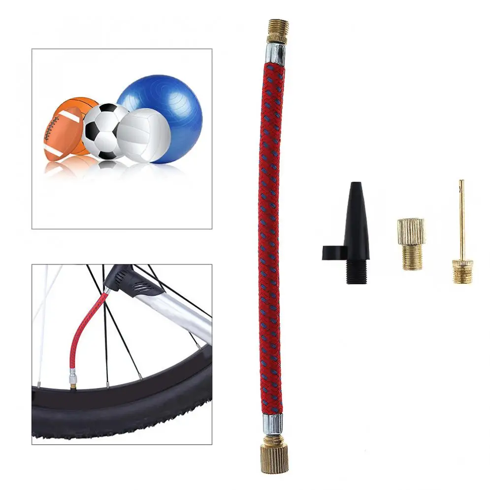 Sale 4pcs/set Portable MTB / Road Bicycle Inflator Extension Tube with Pump Adaptor Kit Valve for Bicycle / Football / Airbed