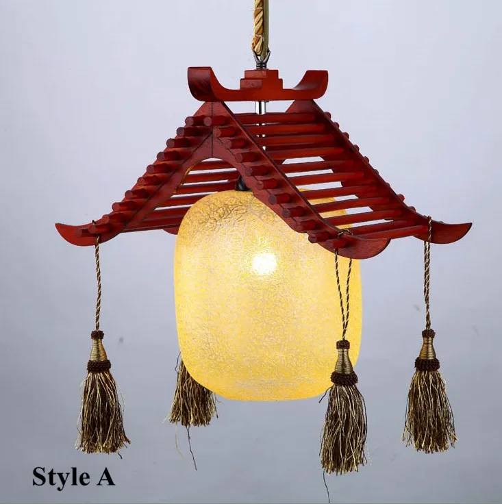 

Modern quaint hand-made wood LED pendant lights Elegant rural glass E27 LED three lamps lights for stairs&porch&corridor GZY001