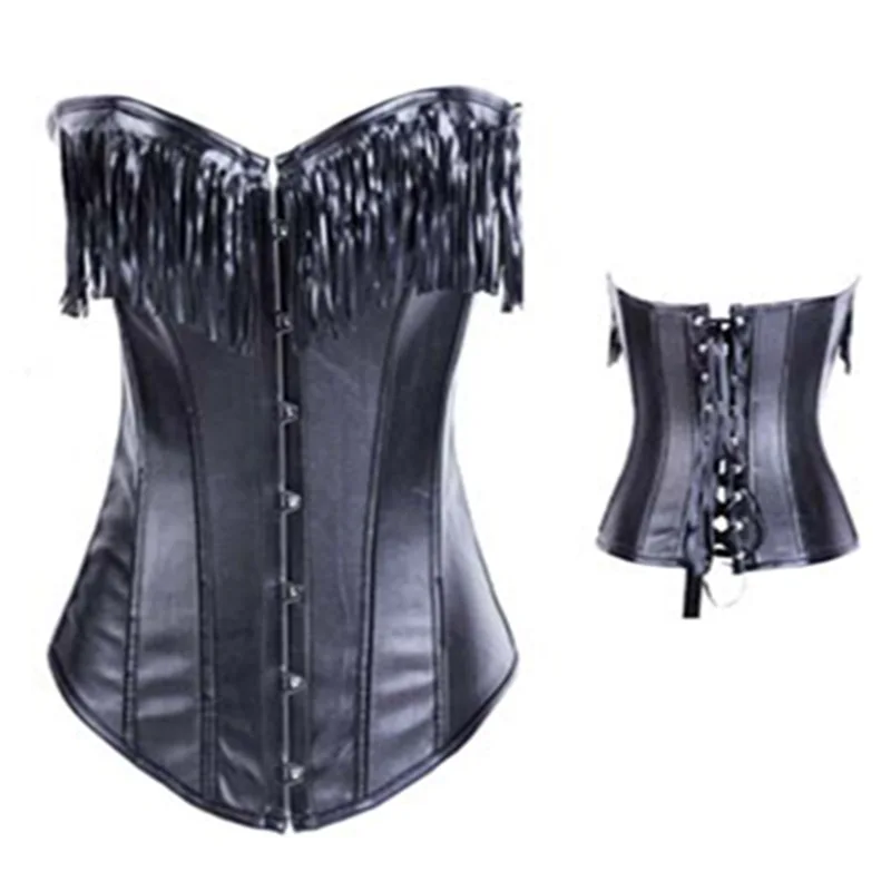 

Corsets Black Waist Cincher Steampunk Gothic Bustier Corselet leather Overbust corsets and bustiers