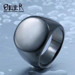 Men's High Roundness Polished Signet Solid Fashion Man's 316L Stainless Steel Biker Unique Ring For Men BR8-403