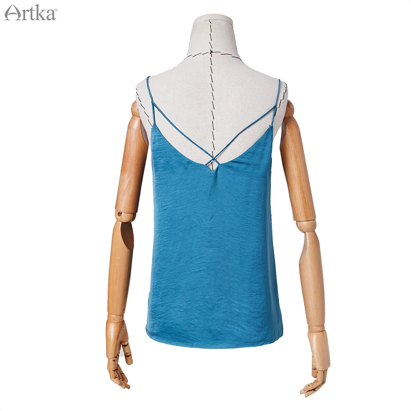 ARTKA 2020 di Estate Top Donna Casual Sexy Camis Carro Armato di Colore Solido Top Della Signora di Alta Qualità Top Senza Maniche Abiti Femminili BA10089C