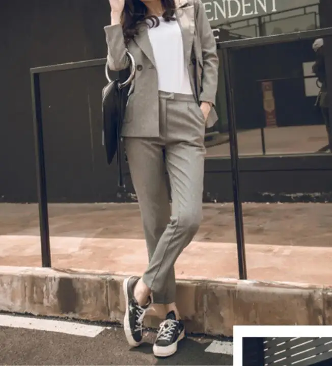 Women's two-piece casual suit and high waist trousers office women open jacket slim pants suit Korean sets Superior quality 2XL