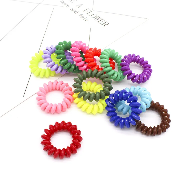 8 Pcs Hot Sale 4 Cm Kualitas Tinggi Rambut Scrunchie Transparan Telepon Kawat Elastis Hai... untuk Anak-anak Kecil